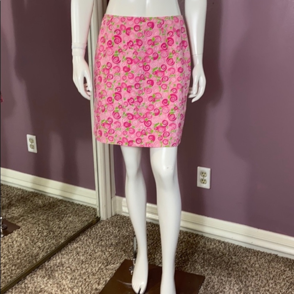 White Label Lilly Pulitzer Iced Pink Rolls Royce Snail Print Pencil Skirt